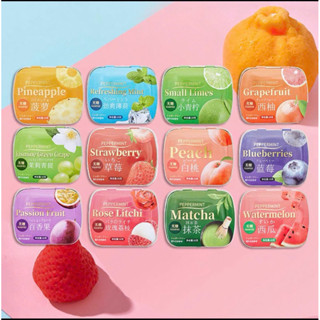 kẹo ngậm bạc hà không đường trái cây hộp sắt 12 hương vị