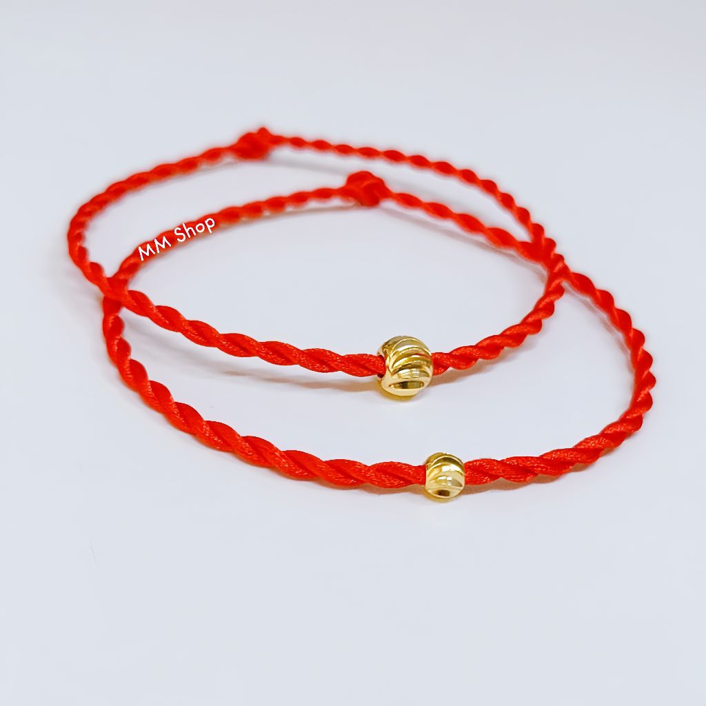 Vòng tay chỉ đỏ hạt mạ vàng 18k cho nam và nữ