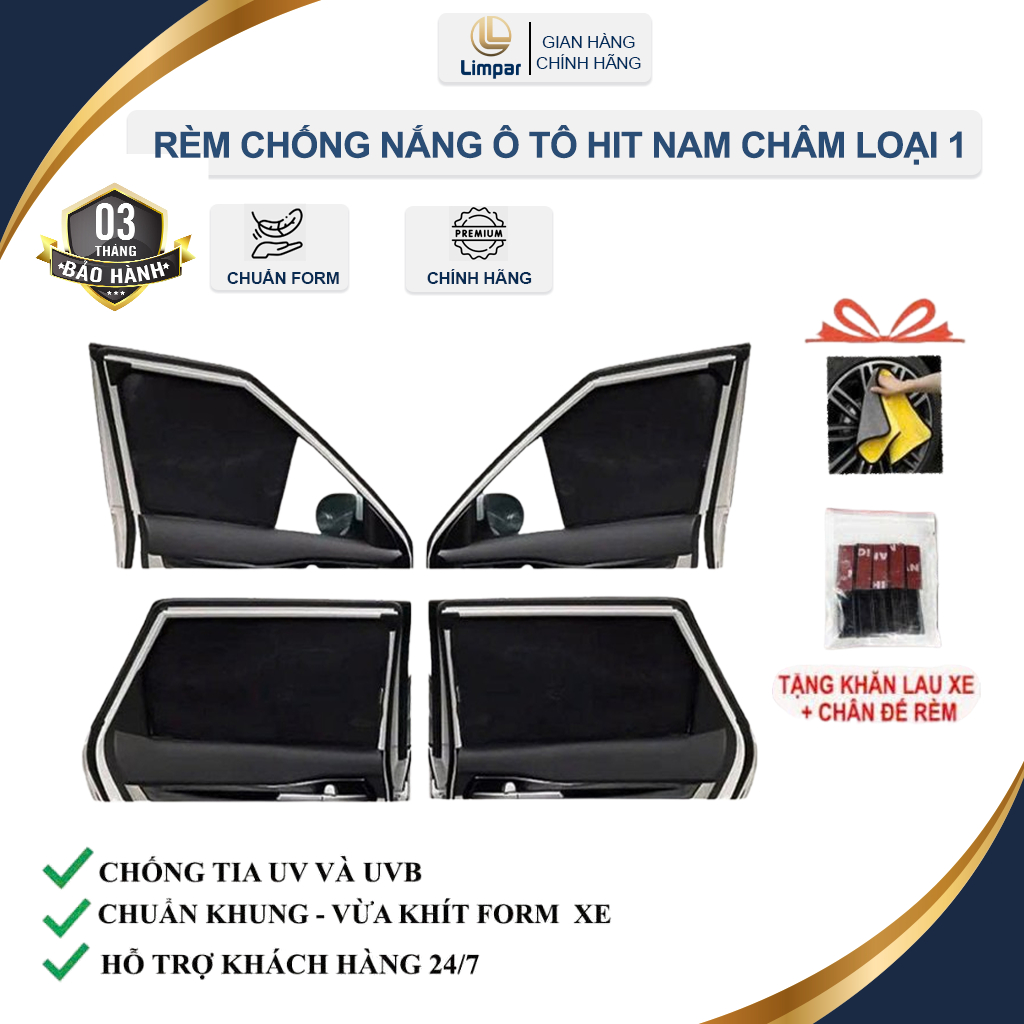 Rèm Che Nắng Ô Tô Nam Châm chuẩn form và vừa khít cho xe - hàng cao cấp loại 1 hãng Limpar