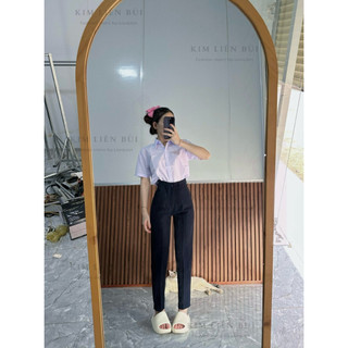 [Mã XĐ1] Quần Tây Xanh Đen 1 Nút Cài Thẳng