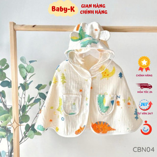  Áo Choàng Chống Nắng Đa Năng Cho Bé Vải Xô Muslin  Có Kính Chống Bụi Thoáng Mát Cúc Bấm Tháo Rời Size 3-14kg 