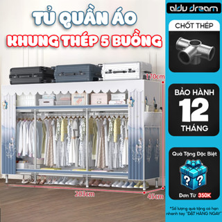 Tủ Vải Treo Đựng Quần Áo Khung Thép Titan 2-3-4-5 Buồng Tủ Treo Gấp Gọn Kích Thước 2m5 ADLV DREAM