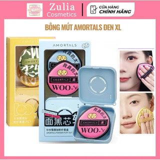 [AMORTALS] Bộ 2 Bông Mút AMORTALS Đen Trang Điểm Tán Kem Nền Màu Đen XL Kèm Hộp, Dụng Cụ Trang Điểm Nền