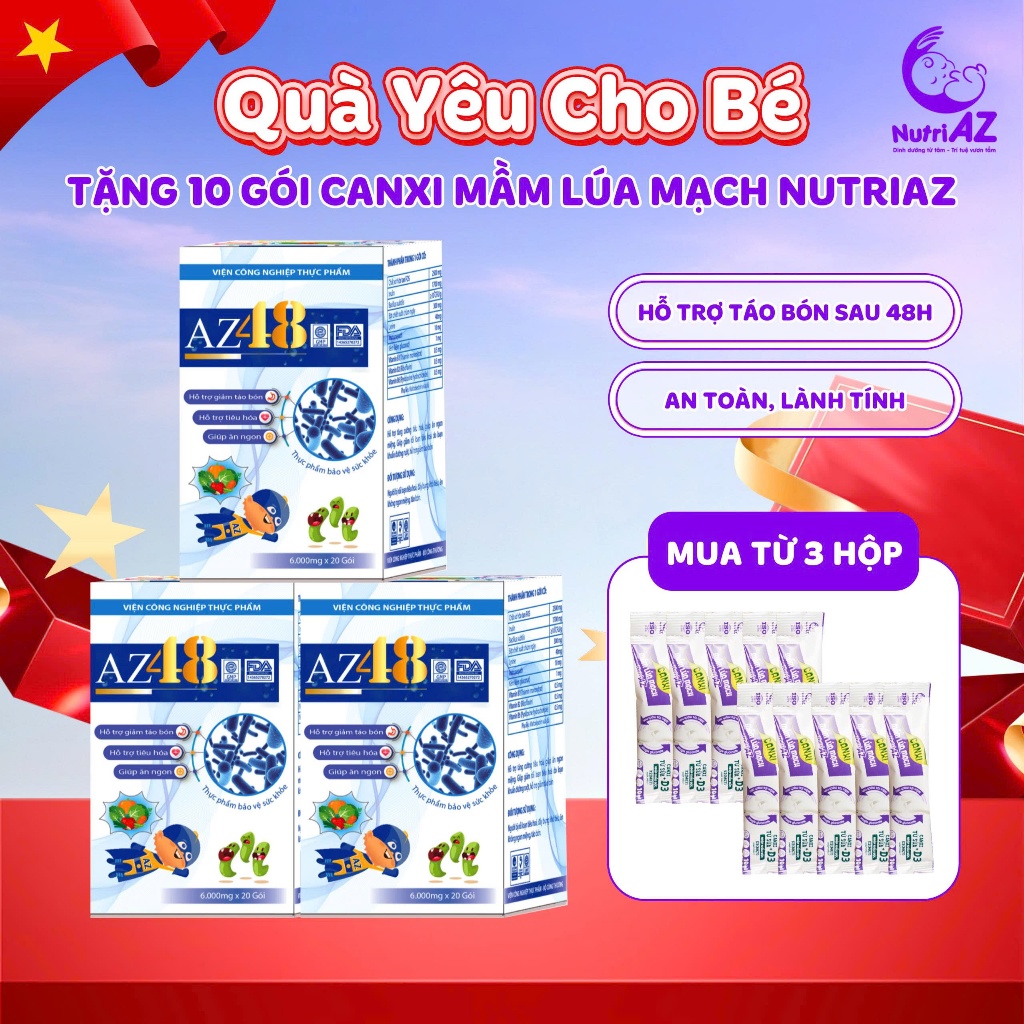 Combo 3 Men Vi Sinh AZ48 NutriAZ Hỗ Trợ Tiêu Hóa, Ăn Ngon Nhập Khẩu Châu Âu