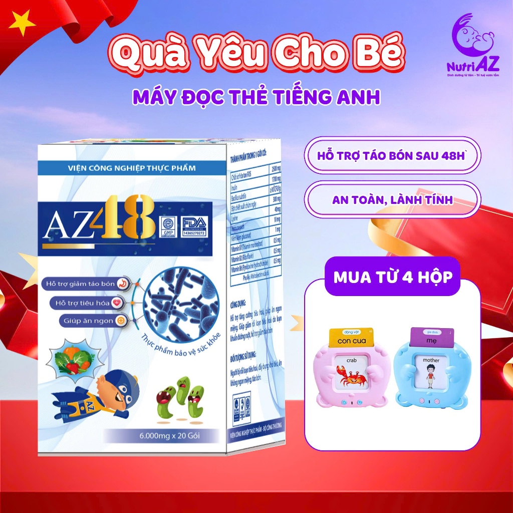 Combo 4 Men Vi Sinh AZ48 NutriAZ Hỗ Trợ Tiêu Hóa, Giúp Trẻ Ăn Ngon
