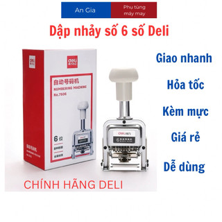 Dập số đánh số nhảy 6 số tự động Deli 7506 kèm lọ mực