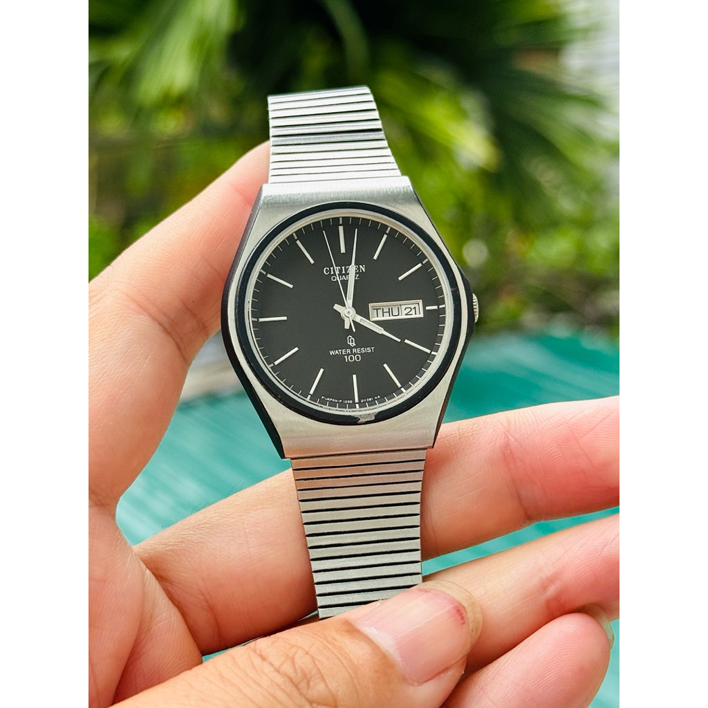 Đồng hồ Citizen CQ quartz dial đen form đẹp dây lụa độ mới cao