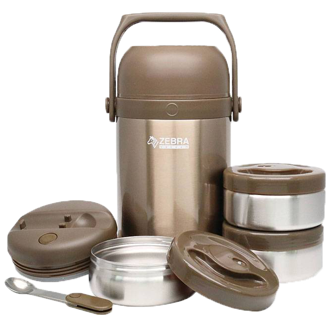 Camen Inox giữ nhiệt ZEBRA - 152440 I Hộp Cơm Giữ Nhiệt 3 Ngăn Inox Kalpen I1 - E7 - GIA DỤNG ĐỨC