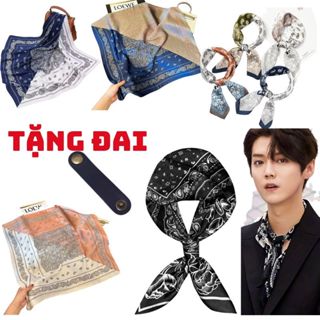  Tặng Đai Khăn Bandana vuông nam nữ lụa satin bản 70x70cm nhiều màu thời trang  Song An Eco  