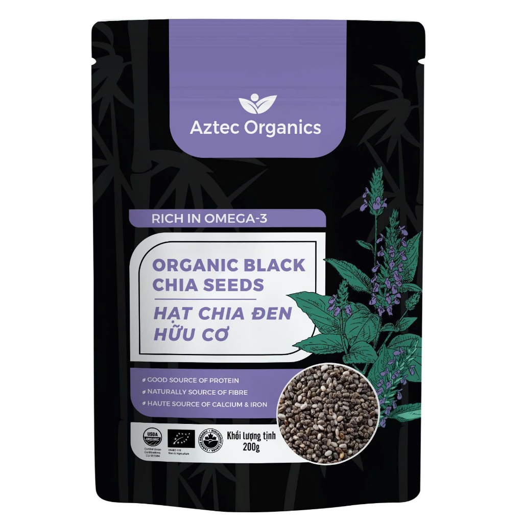 Aztec Organics Hạt chia đen hữu cơ 200gr