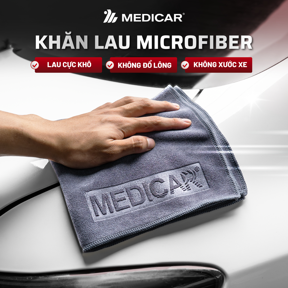 Khăn Lau Xe Ô Tô Cao Cấp MEDICAR Microfiber, Thấm Hút Vượt Trội, Khô Nhanh Và Không Gây Xước Xe