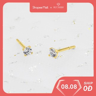 Bông Tai Vàng Vàng, Vàng Trắng 10k Thiết Kế Đơn Giản Đính Đá CZ Lấp Lánh BTAM100 - Huy Thanh Jewelry (KÈM TÚI GẤM)