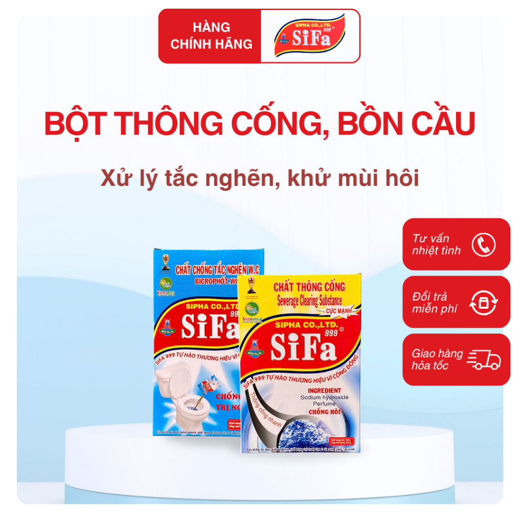 Bột-Thông-Tắc-Cống- Bồn-Cầu Sifa – Xử-lý-nghẹt, khử mùi hôi - 200g/300g