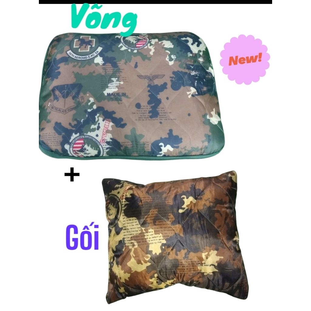 Võng  mùng 4 lớp   (2 lớp vải  lớp 1 gòn 1 lớp mùng )+ gối