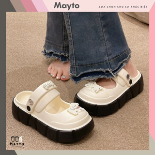 Dép mary jane, sục nữ Mayto đế cao 5cm kèm charm Cún trắng kiểu sandal quai hậu CS-150