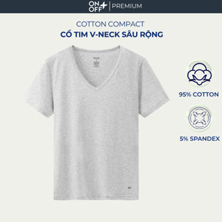 Áo thun nam cổ tim sâu V-NECK cotton compact ONOFF Extra mềm mịn co giãn 4 chiều  - 18IS25A496