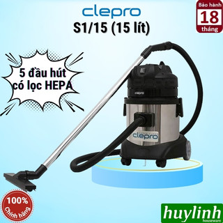 Máy hút bụi công nghiệp khô và ướt Clepro S1/15 - 15 lít - Có lọc Hepa bụi mịn
