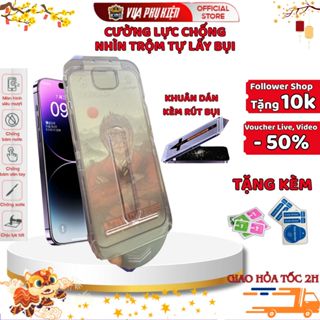 Kính Cường Lực ip MKING tự hút bụi trong/chống nhìn trộm có kèm khung tự dán ,bảo vệ màng loa, 12 13 14 15 16 17 Promax