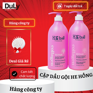 Dầu gội xả collagen HE BAU Hồng 1000Ml mượt tóc hương nước hoa - kiềm dầu - chống rụng tóc