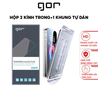  Kính Cường Lực Trong Suốt Không Lẹm Viền Khung Tự Dán Chính Hãng GOR Dùng Cho Iphone-Full 99% Màn 
