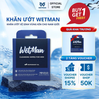 [MUA 1TẶNG 1] Khăn Ướt Vệ Sinh Vùng Kín Nam Wetman Hương Bạc Hà Mát Lạnh Tiện Dụng Khi Di Chuyển