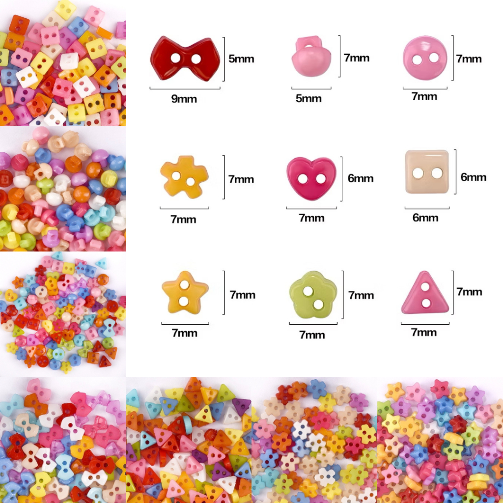 [Gói 25/50 cái] Nút nhựa màu loại 6 - 7MM nhiều kiểu trang trí thủ công [nguyên liệu handmade]