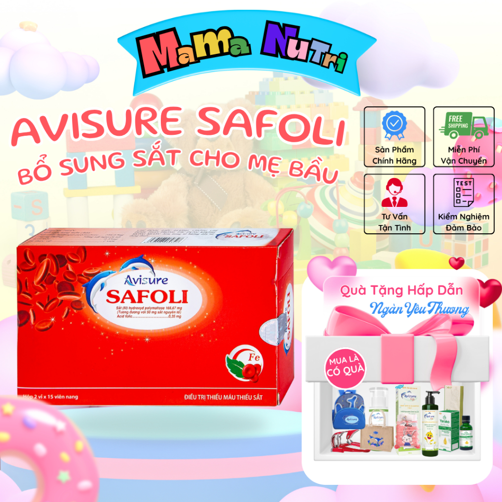 Viên Uống Avisure Safoli Chính Hãng - Bổ Sung Sắt và Acid Folic Cho Bà Bầu, Người Thiếu Máu