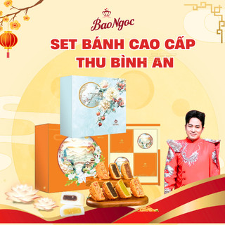   SET "THU BÌNH AN" - Mới 2025  Hộp 4 Bánh Trung Thu cao cấp  Bảo Ngọc Cao Cấp  80g Bánh  Hai Màu 