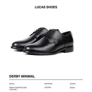  Giày Tây Minimal Derby Lucas Shoes da bò cùng đế phíp cao 3cm khâu chỉ xuyên sang trọng lịch sự 
