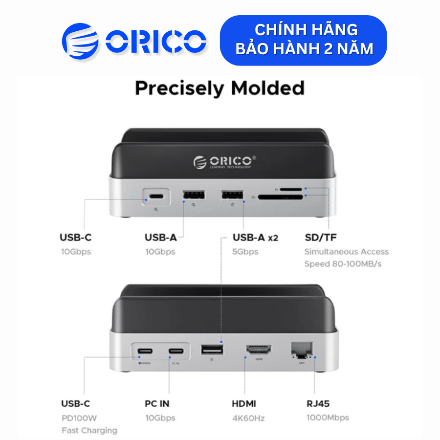 Dock đa năng ORICO MiniDock 10 trong 1 tốc độ 10G (VS10) - HÀNG CHÍNH HÃNG, BẢO HÀNH 24 THÁNG