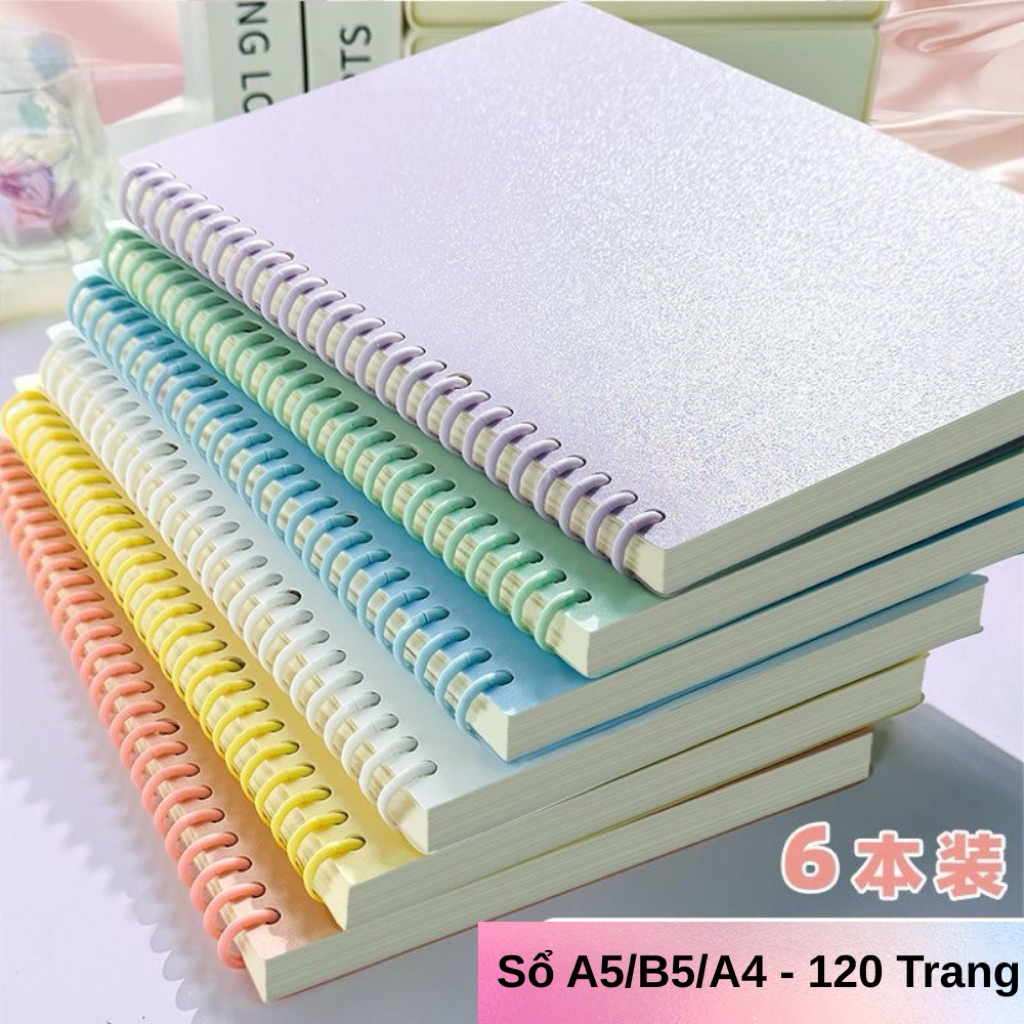 Sổ còng A5 B5 A4 120 TRANG có thể gập 360, Sổ còng A5 bìa lá rời còng nhựa echopvpp