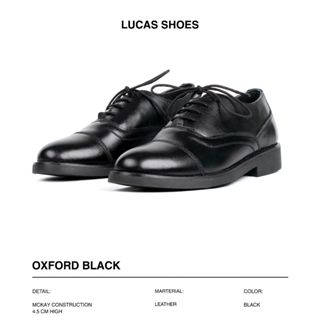  Giày tây nam Oxford Black Lucas Shoes da bò cao cấp khâu đế bảo hành 1 năm  Oxford 02 Lucas Black  