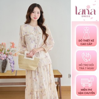 Set Váy LA.NA DRESS Thiết Kế Thêu Hoa Chất Thô, Cổ Thủy Thủ Phối Ren Nữ Tính Mặc Đi Biển Đẹp - SV184
