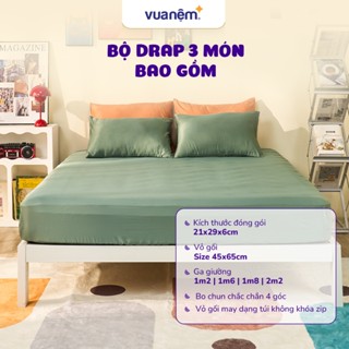 (Tặng khăn Bandana) Bộ Ga Gối 3 Món Vua Nệm Goodnight Airsilk 20/30cm, Ga Giường Tencel Cao Cấp Mềm Mại kèm hộp xinh