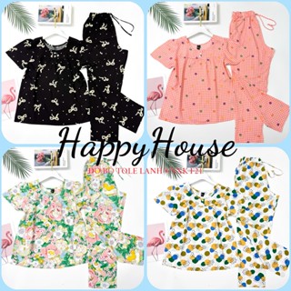 Đồ Tole Nữ Mặc Nhà, Bộ Lanh Quần Dài Phối Nút Tay Ngắn VNXK F21 45-75kg cao cấp, có BigSize - HappyHouse93