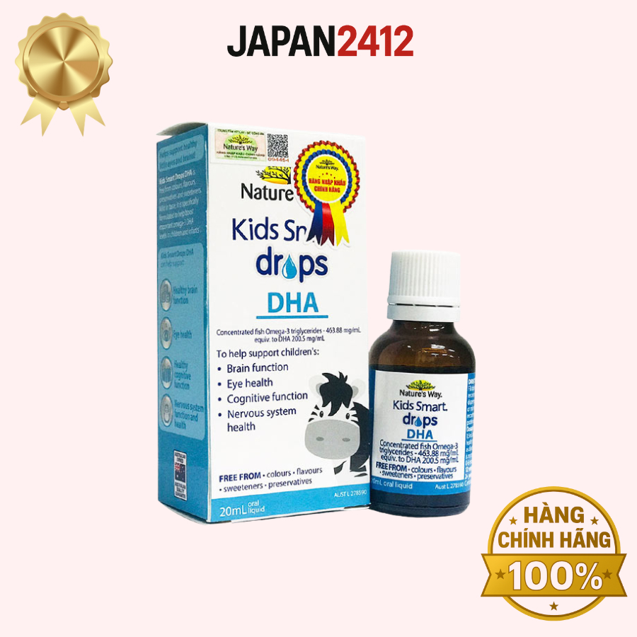 Siro bổ sung DHA dạng giọt cho bé của Úc Nature's Way Kids Smart Drops DHA 20ml