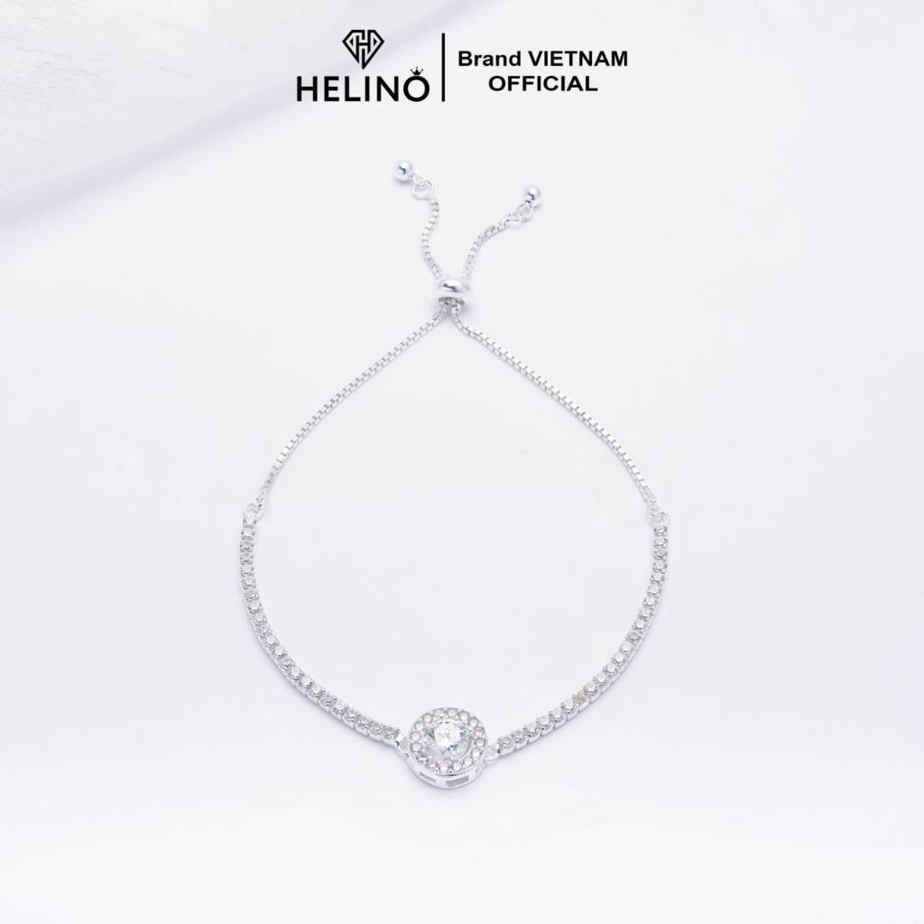 Lắc tay bạc nữ HELINO dây rút mặt đá tròn đính cao cấp V21