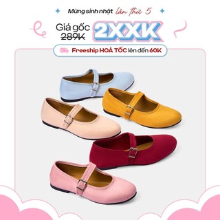    MỞ BÁN SỚM   Giày búp bê đế lười chất liệu da lộn dễ vệ sinh - giày búp bê đế bệt mũi nhọn - latlatclothing - 2333 
