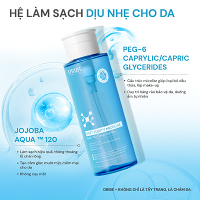 Nước tẩy trang Oribe làm sạch sâu dịu nhẹ không cay mắt cho mọi làn da