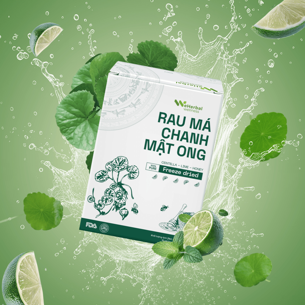 Rau Má Chanh Mật Ong Sấy Thăng Hoa Eherbal Wellness (Hộp 60g | 15 gói x 4g)