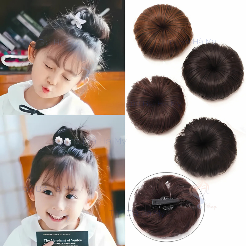 Tóc giả búi củ tỏi cho bé (1 bên)