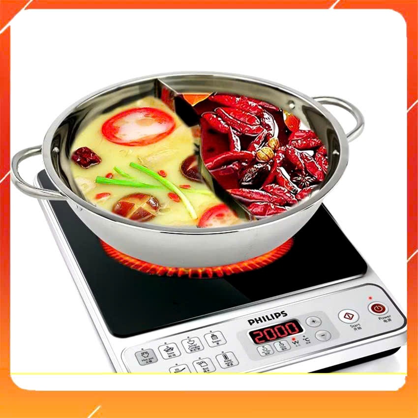 Nồi lẩu 2 ngăn, Nồi lẩu 2 ngăn inox, Nồi lẩu 2 ngăn có nắp kính, Chảo lẩu inox 2 ngăn, Nồi lẩu 2 ngă