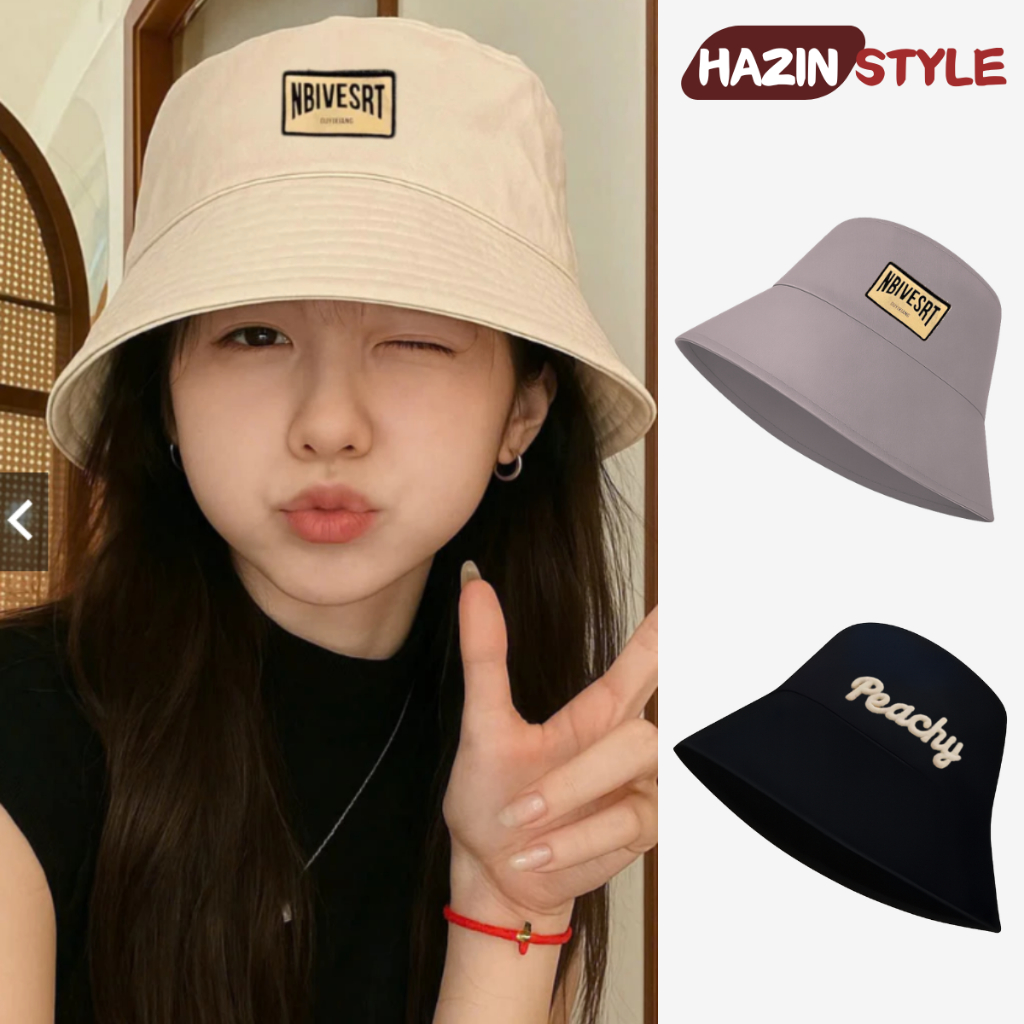 Mũ bucket HAZIN thêu chữ NBIVESRT, nón vành tròn form mềm dành cho nam nữ chất vải kaki đi học đi chơi siêu xinh
