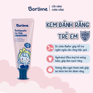 Kem đánh răng cho bé Borome nuốt được, hương đào, thành phần tự nhiên, giúp răng chắc khỏe 50g
