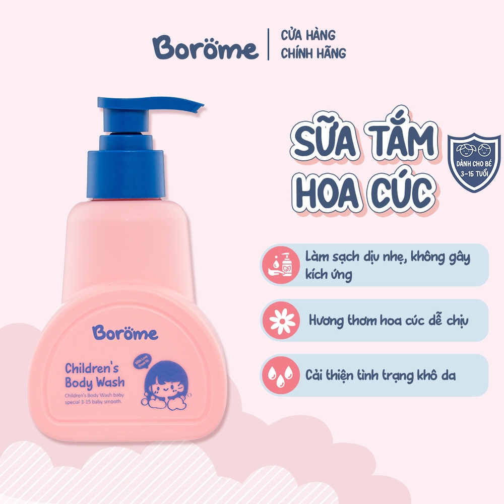 Sữa tắm trẻ em Borome công thức dịu nhẹ an toàn cho làn da bé dung tích 250ml