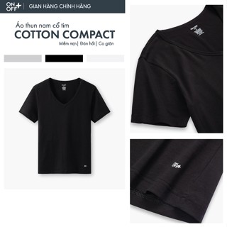 Áo T-shirt nam, cổ tim (v-neck) sâu vừa chất liệu cotton compact ONOFF - 18IS25A496