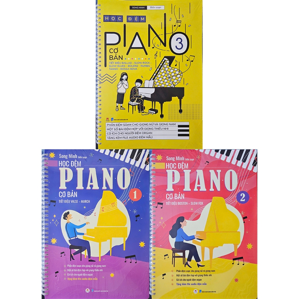 Sách - Học Đệm Piano Cơ Bản Tập 1 + 2 + 3 Kèm File Audio ( Lẻ Tùy Chọn )