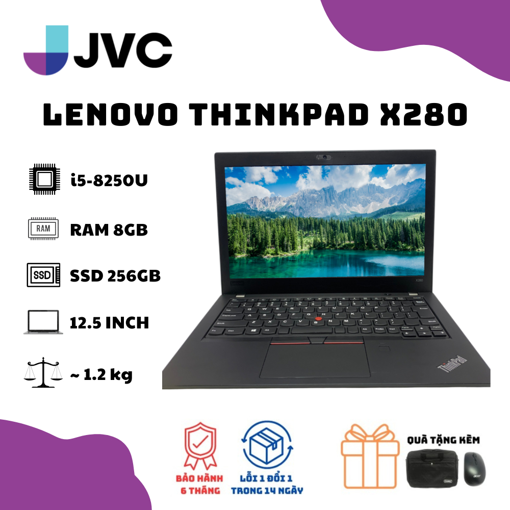 Laptop xách tay Giá rẻ Lenovo Thinkpad X280 i5 8250U RAM 8GB SSD 256GB 12.5 inch