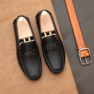  Giày Mọi Nam Da Bò Thật Cao Cấp 0175 Polytino Giày Lười Nam Kiểu Dáng Horsebit Đế Cao Su Êm Ái 