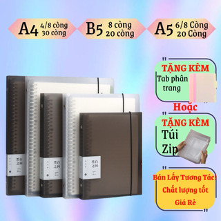 Sổ Còng A5 B5 A4 120Trang Tặng Kèm Tab Phân Trang, Sổ còng sắt kèm giấy kẻ ngang, giấy kẻ caro A5 B5 A4